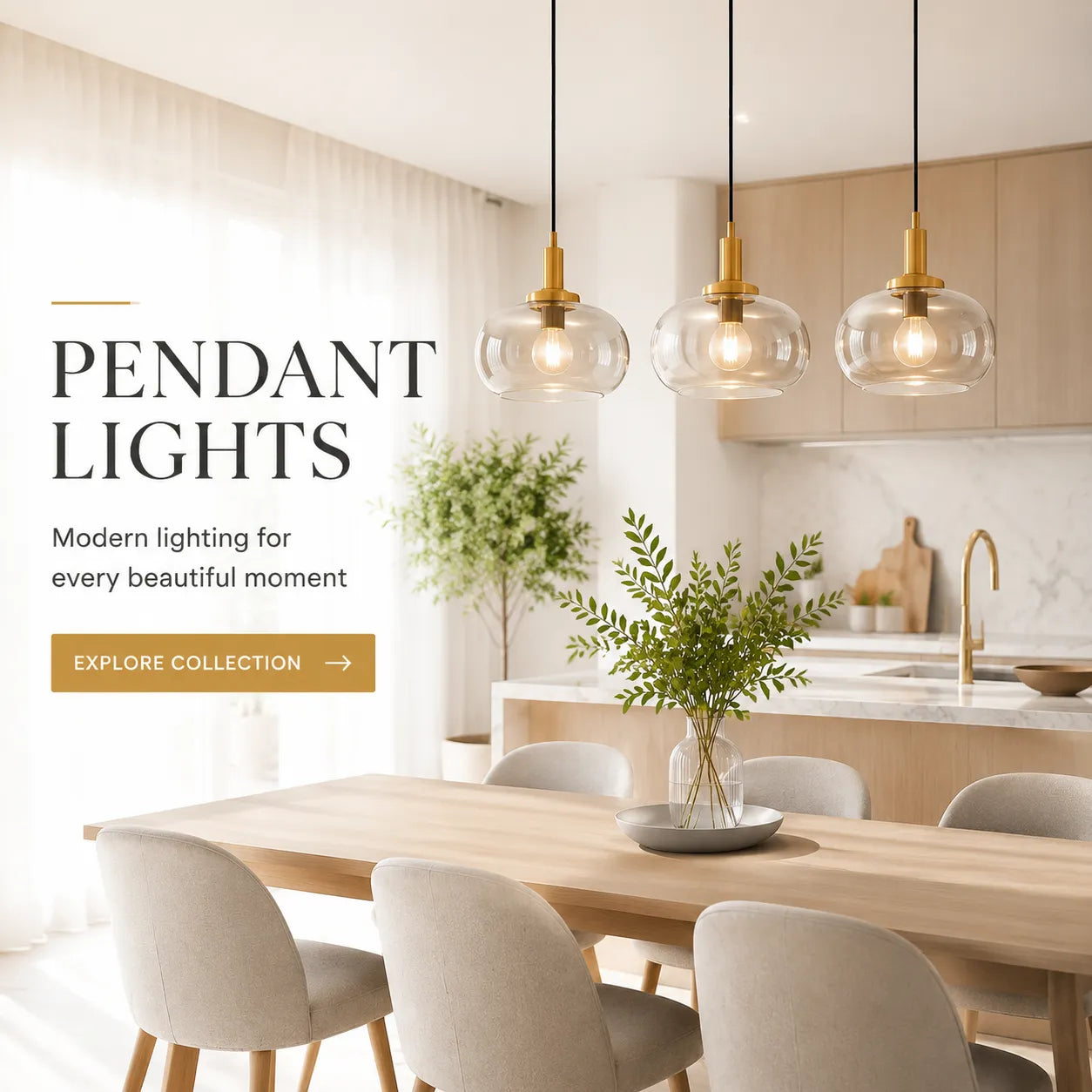 Luna Amber Glass Pendant Light showing warm ambient lighting.