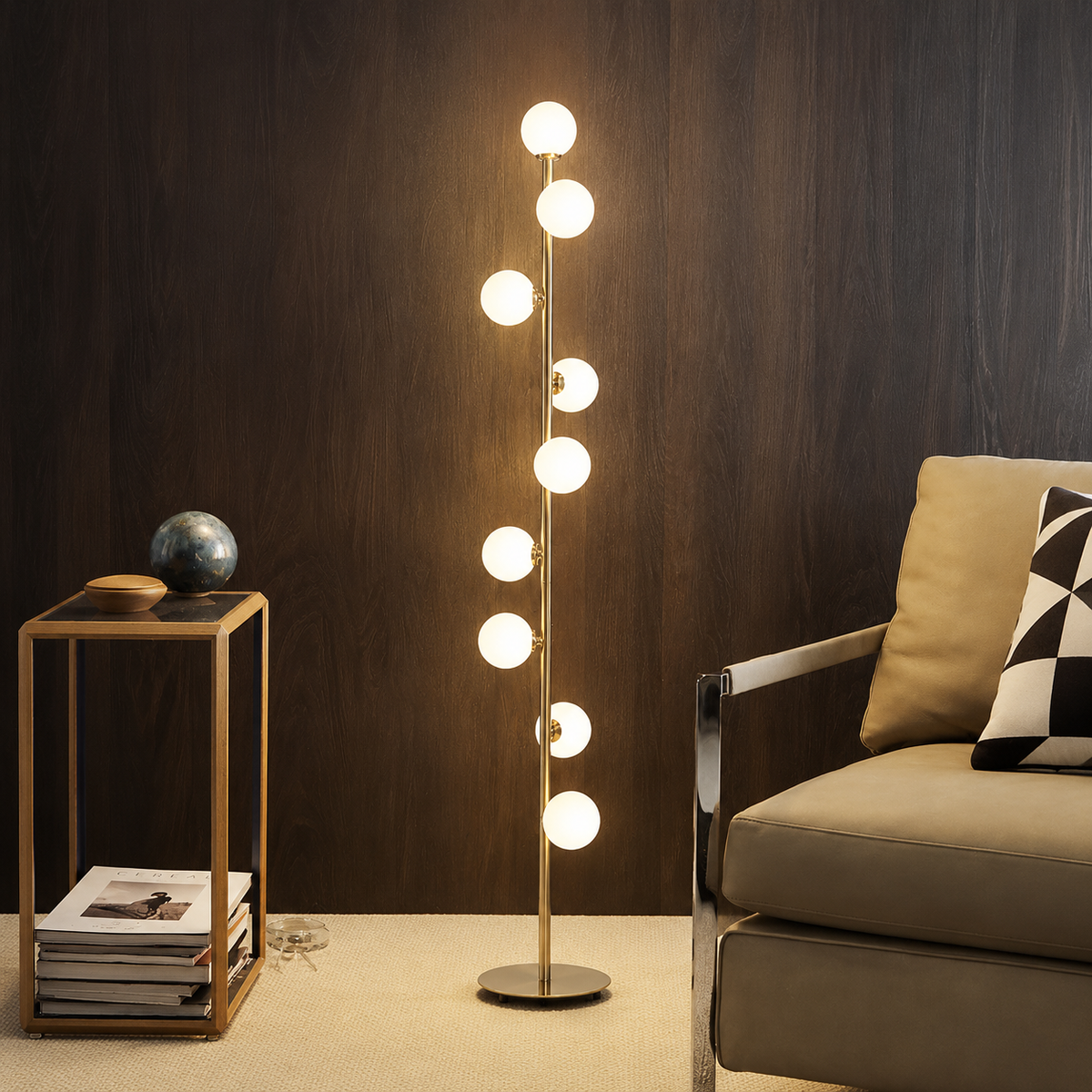 Asterin 9-Light Glass Globe Floor Lamp