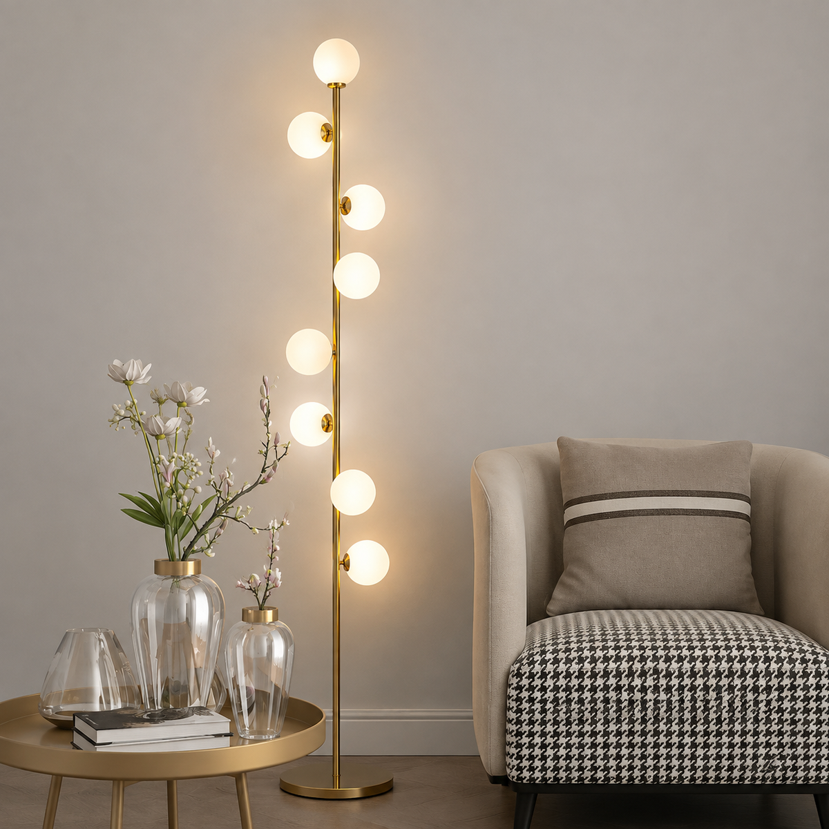 Asterin 9-Light Glass Globe Floor Lamp