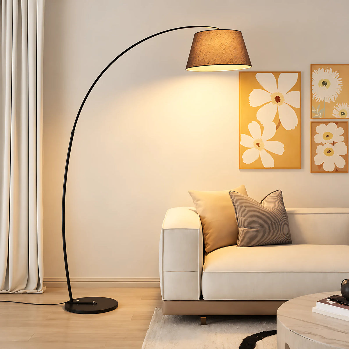 Arc Fabric Shade Floor Lamp
