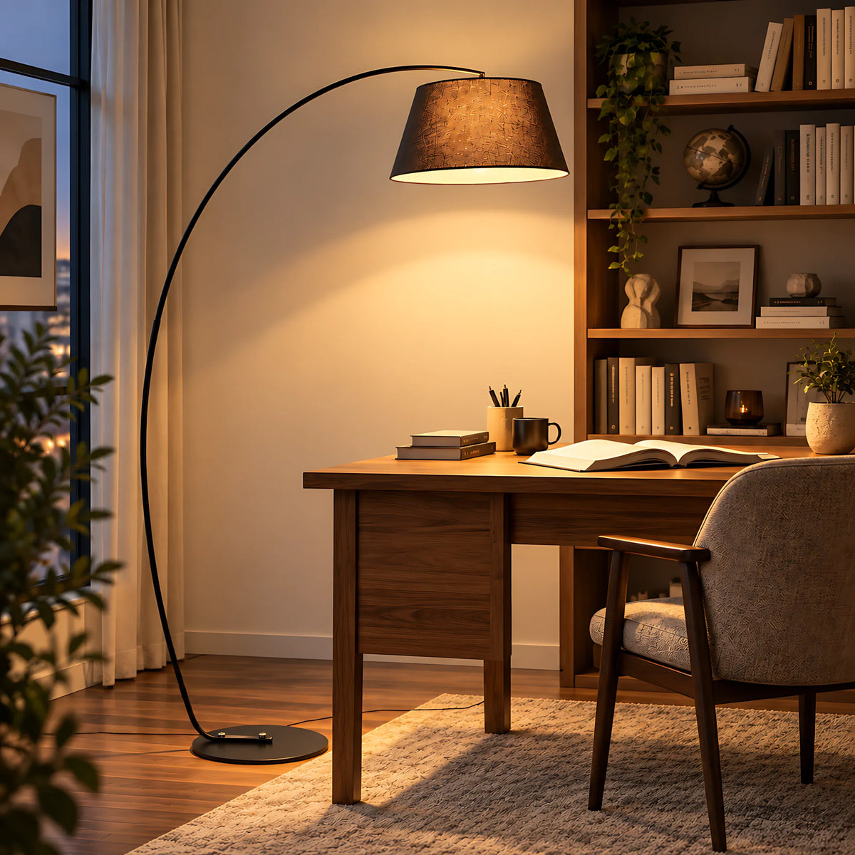 Arc Fabric Shade Floor Lamp