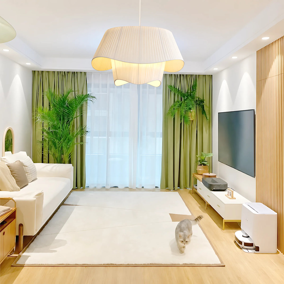 Double-Layer Pleated Skirt Pendant Light