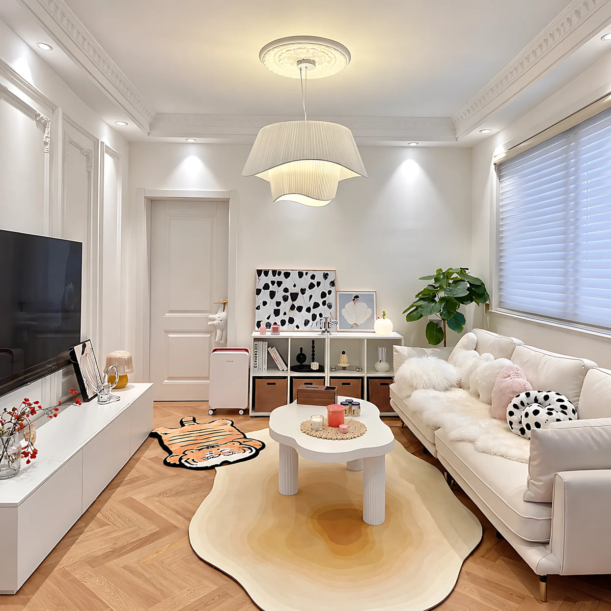 Double-Layer Pleated Skirt Pendant Light