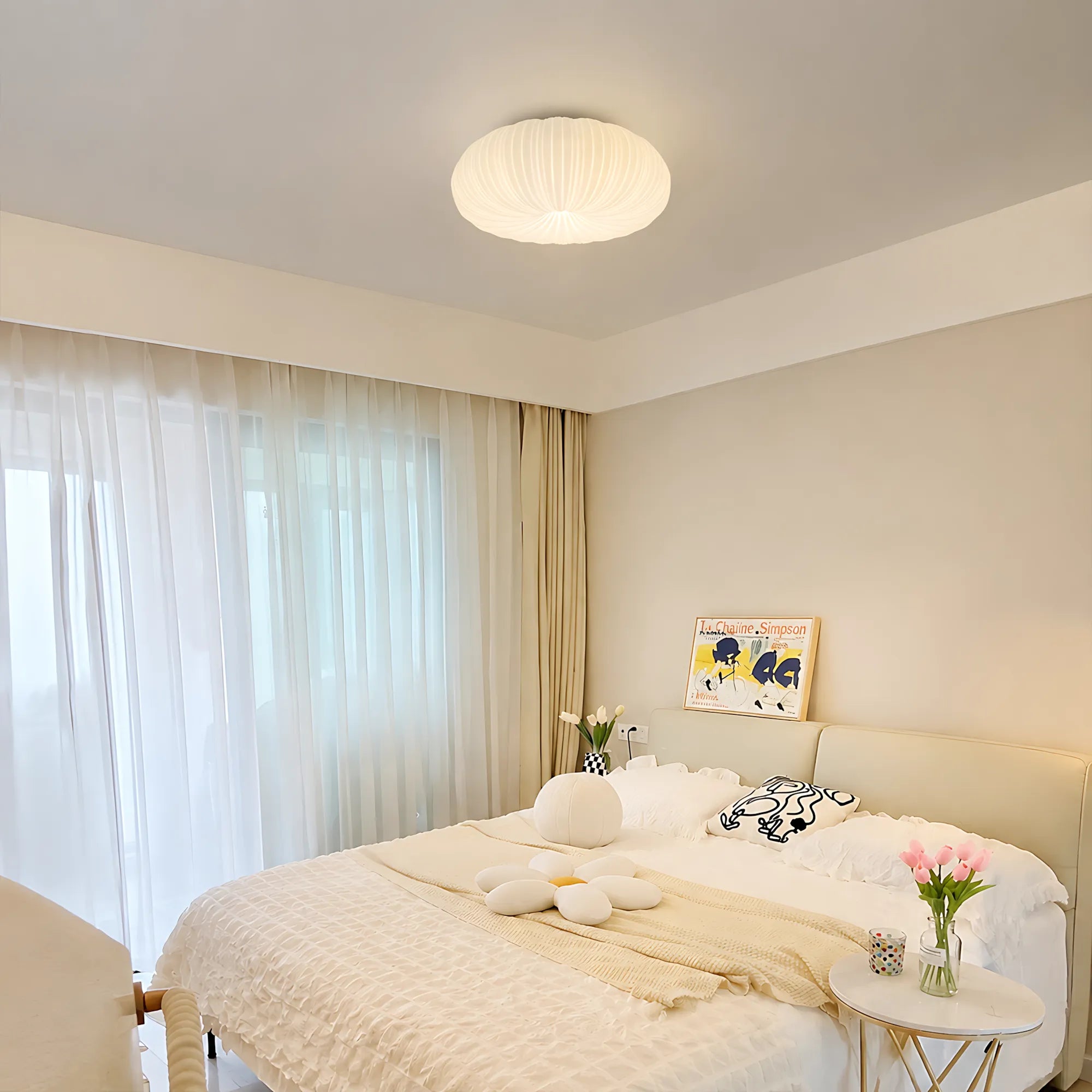 Elara Pleated Remote Dimmable Ceiling Light