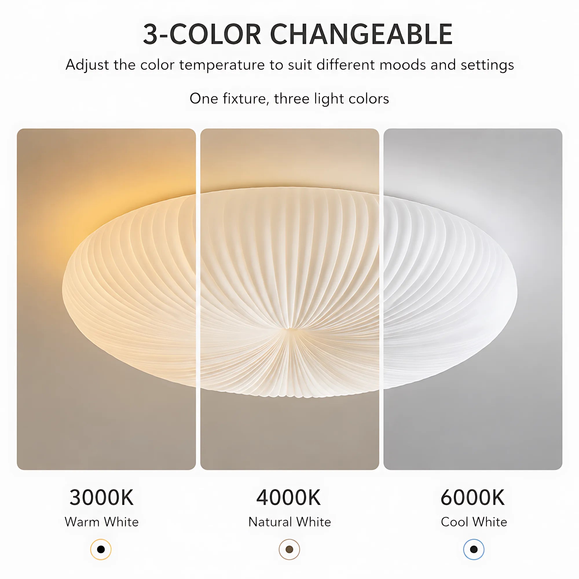 Elara Pleated Remote Dimmable Ceiling Light