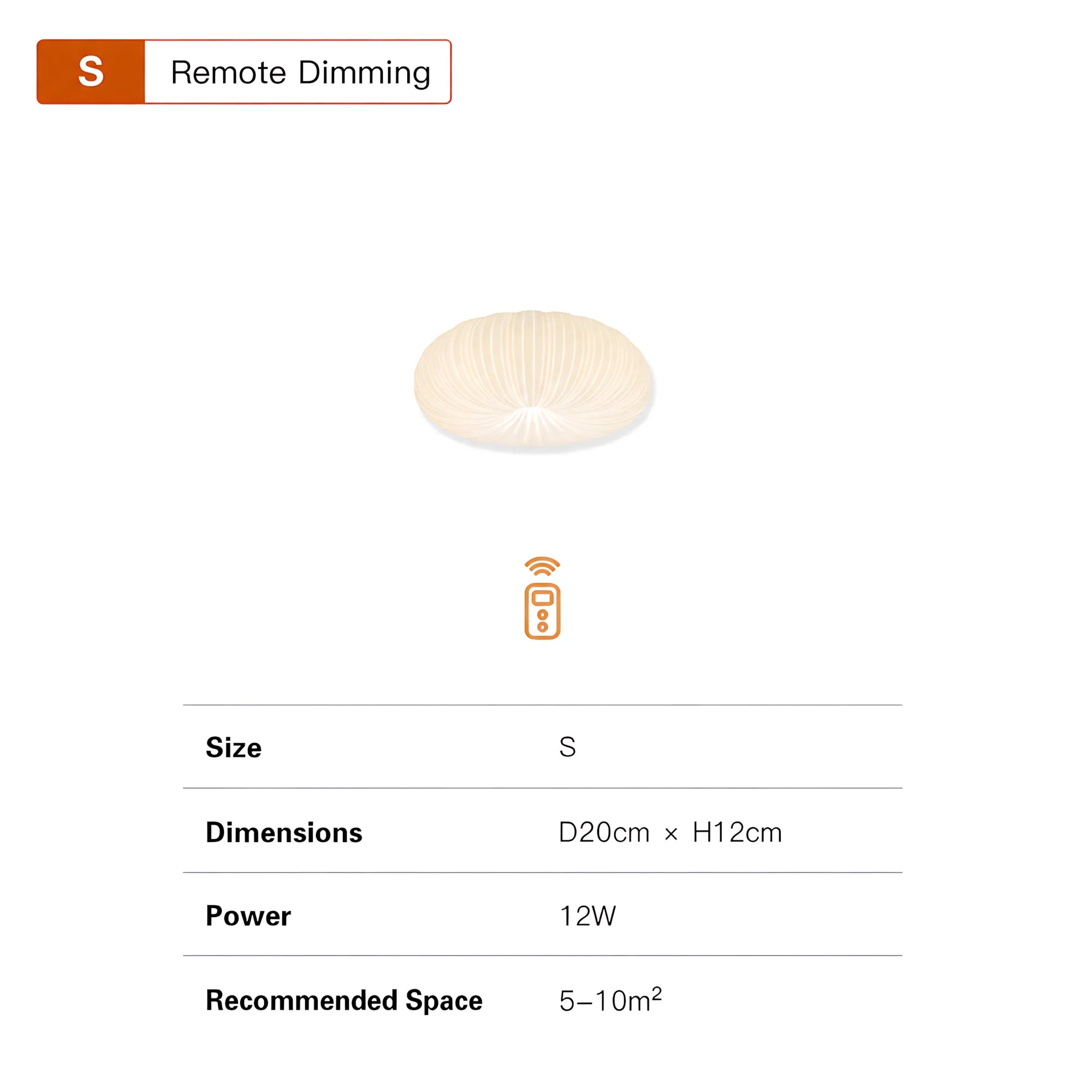 Elara Pleated Remote Dimmable Ceiling Light