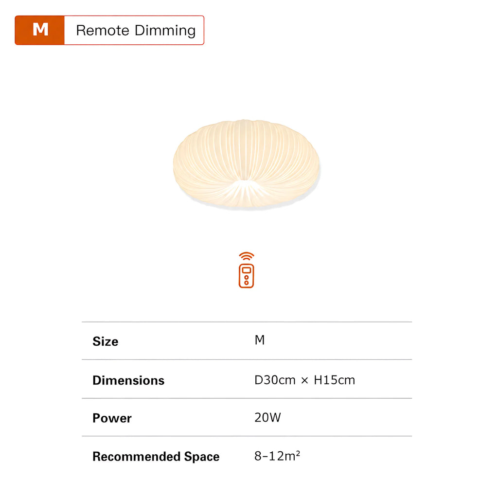 Elara Pleated Remote Dimmable Ceiling Light