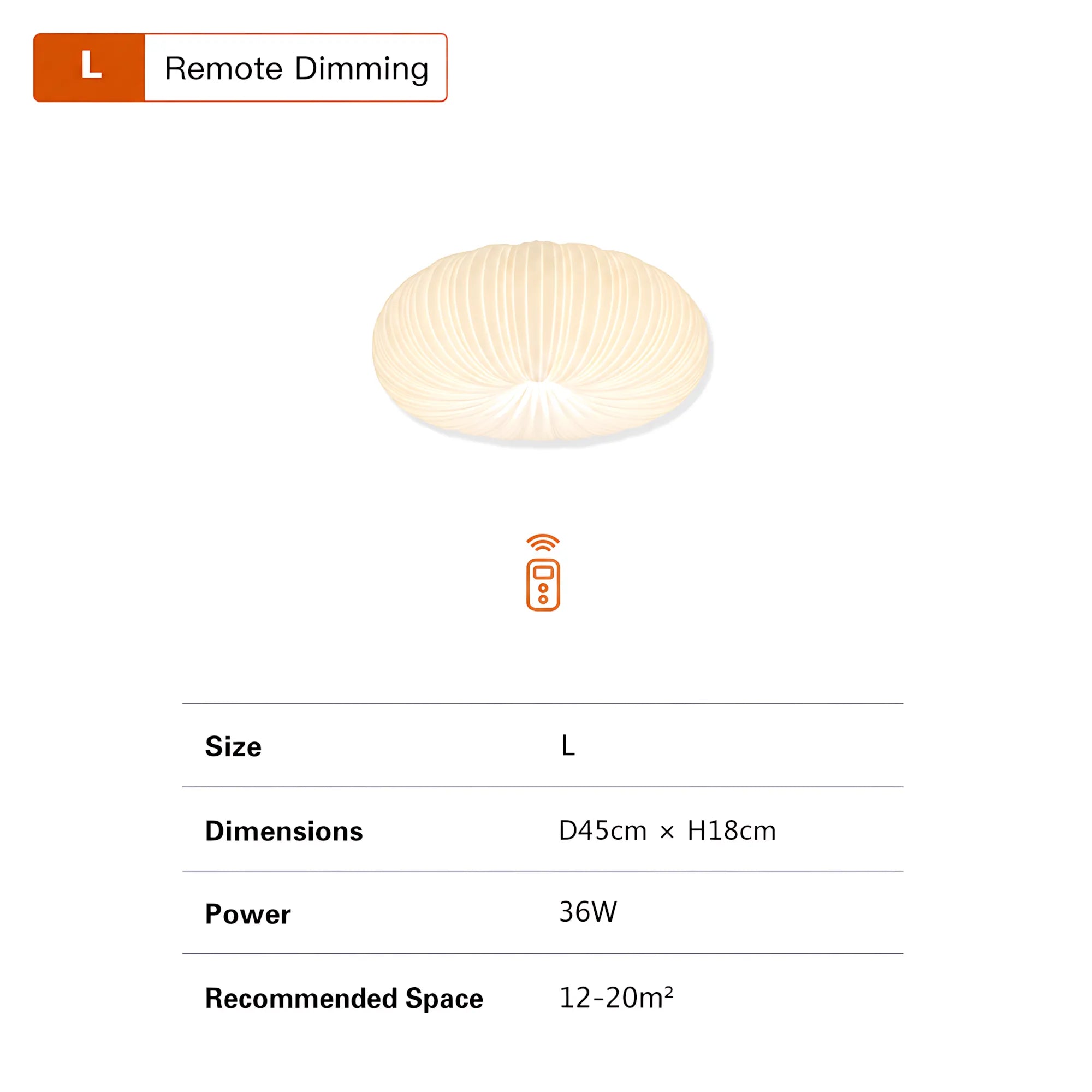 Elara Pleated Remote Dimmable Ceiling Light