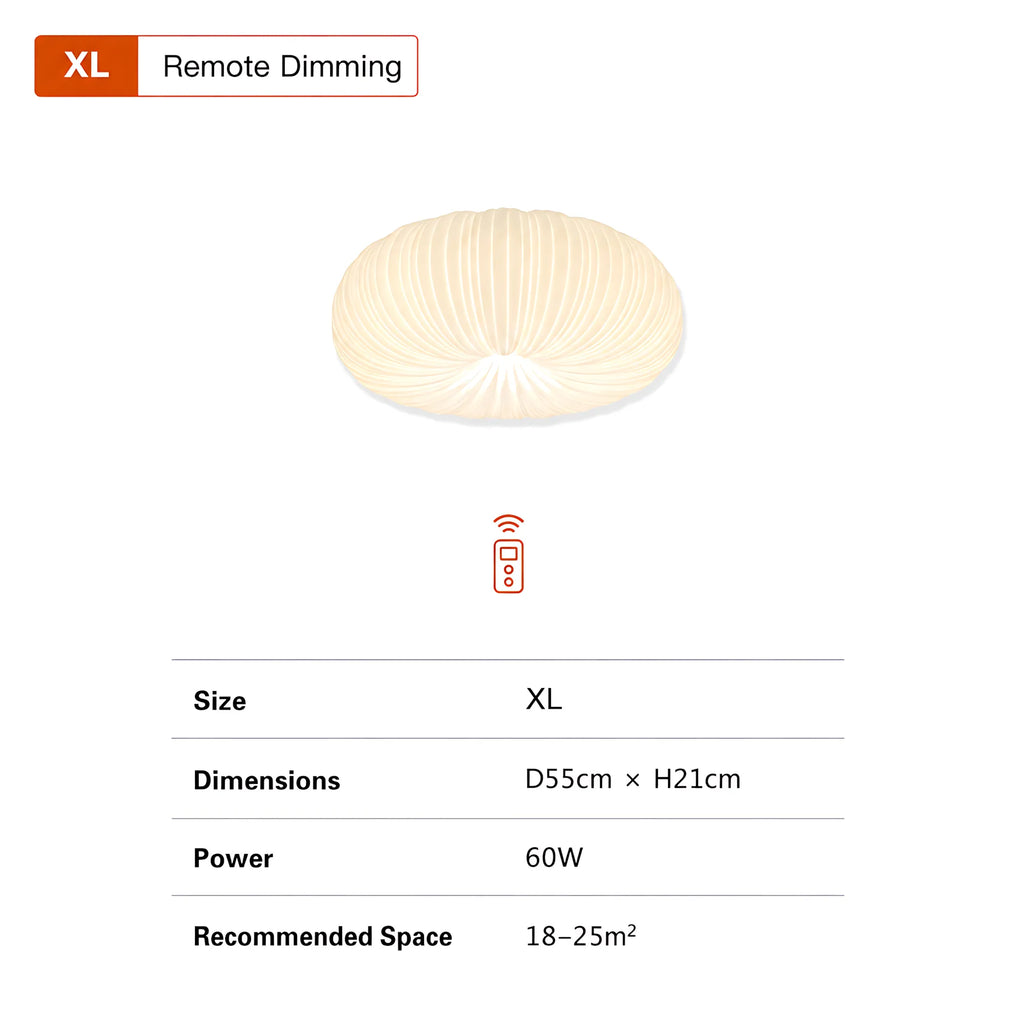 Elara Pleated Remote Dimmable Ceiling Light