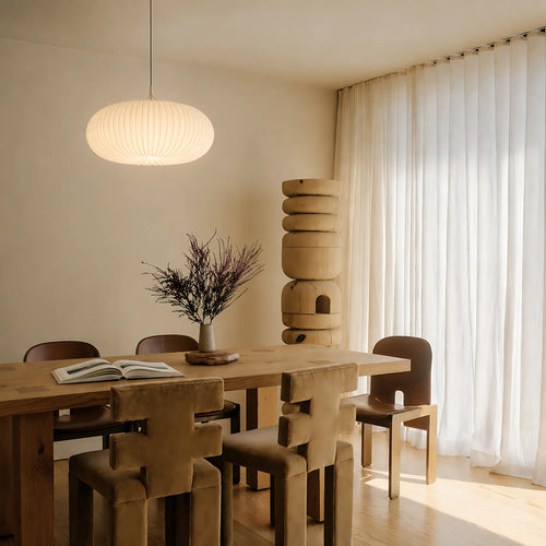 Elara Pleated Remote Dimmable Pendant Light