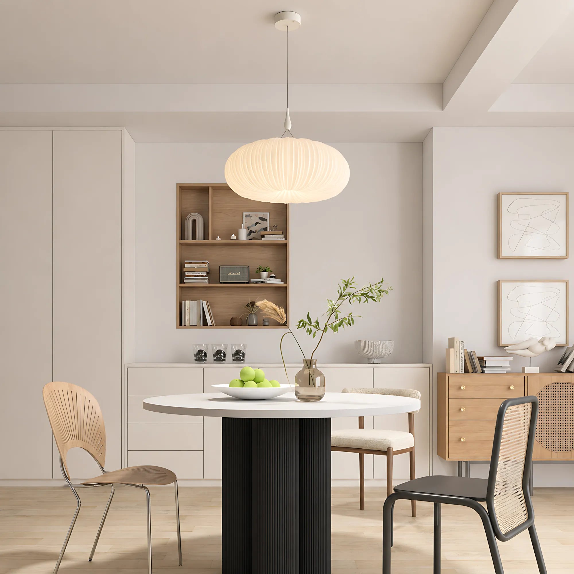 Elara Pleated Remote Dimmable Pendant Light