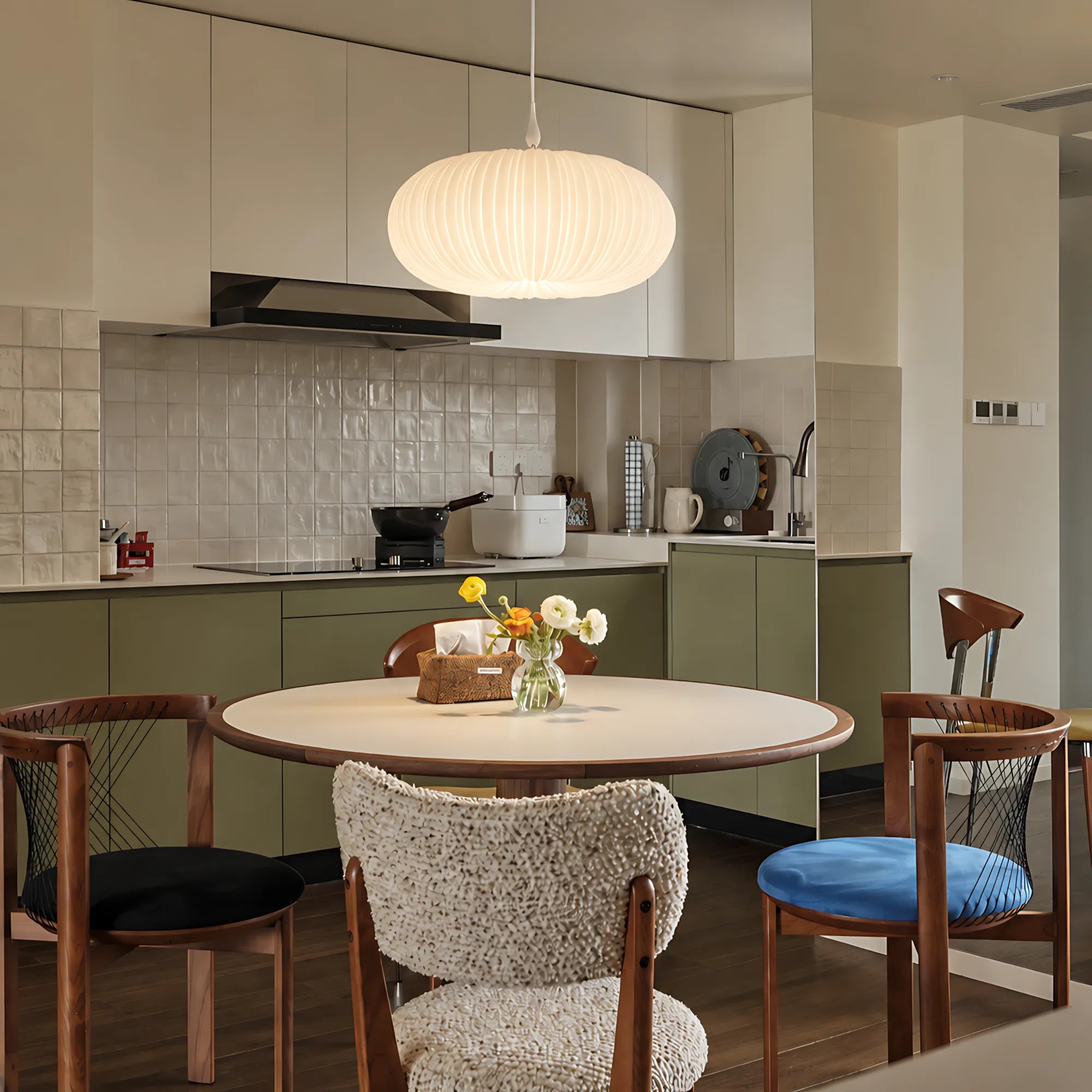Elara Pleated Remote Dimmable Pendant Light