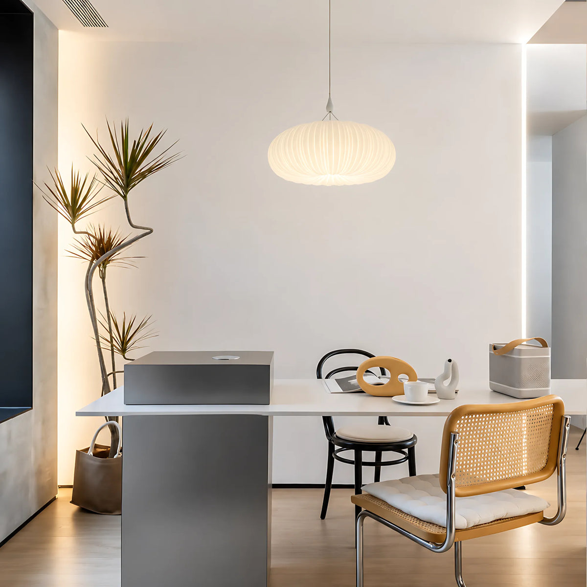 Elara Pleated Remote Dimmable Pendant Light