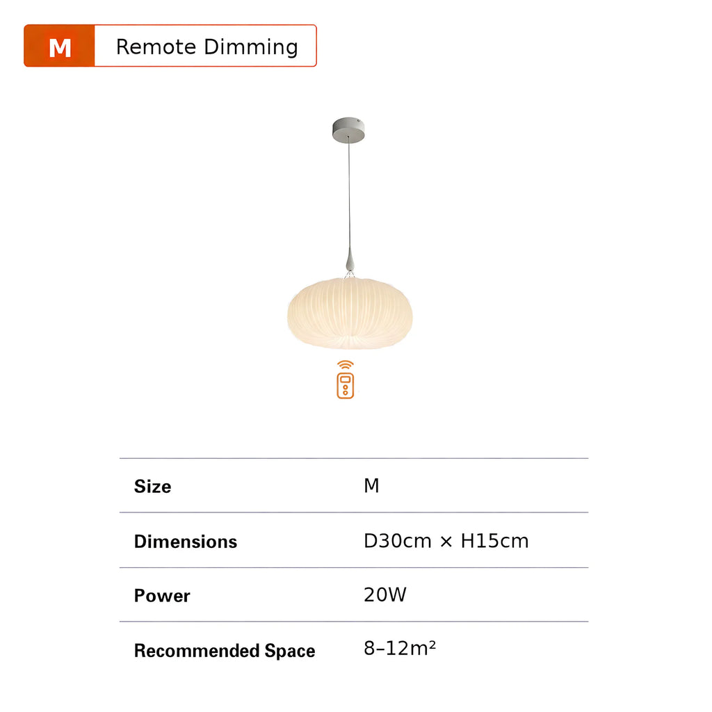 Elara Pleated Remote Dimmable Pendant Light