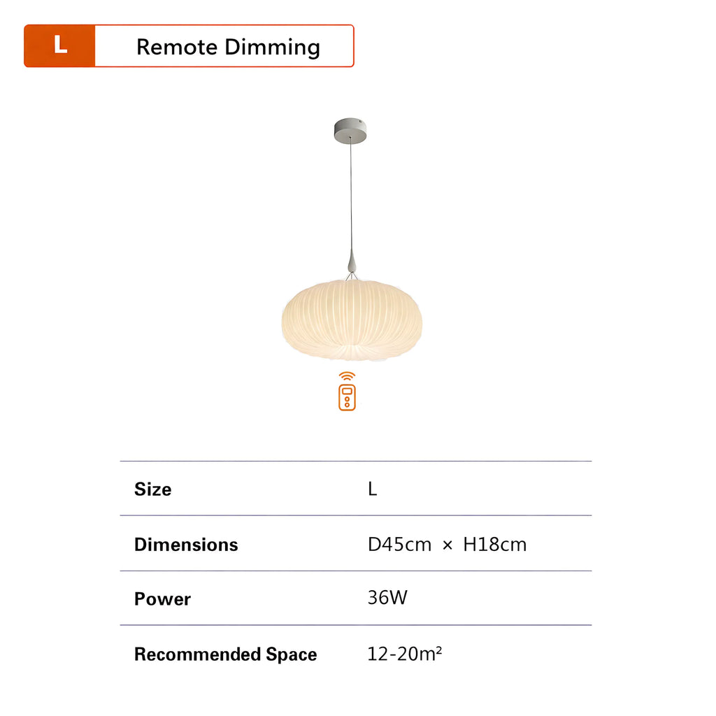 Elara Pleated Remote Dimmable Pendant Light