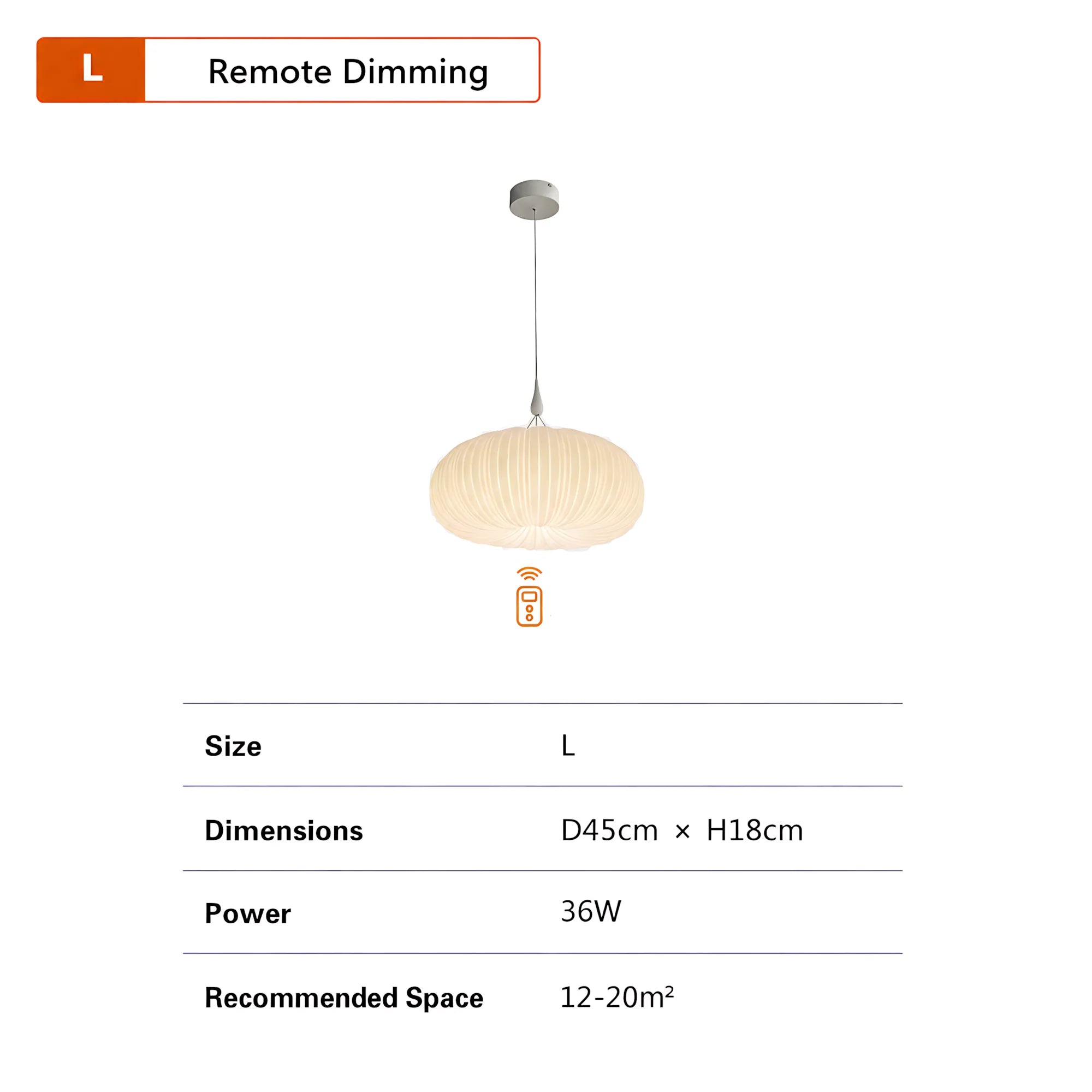 Elara Pleated Remote Dimmable Pendant Light