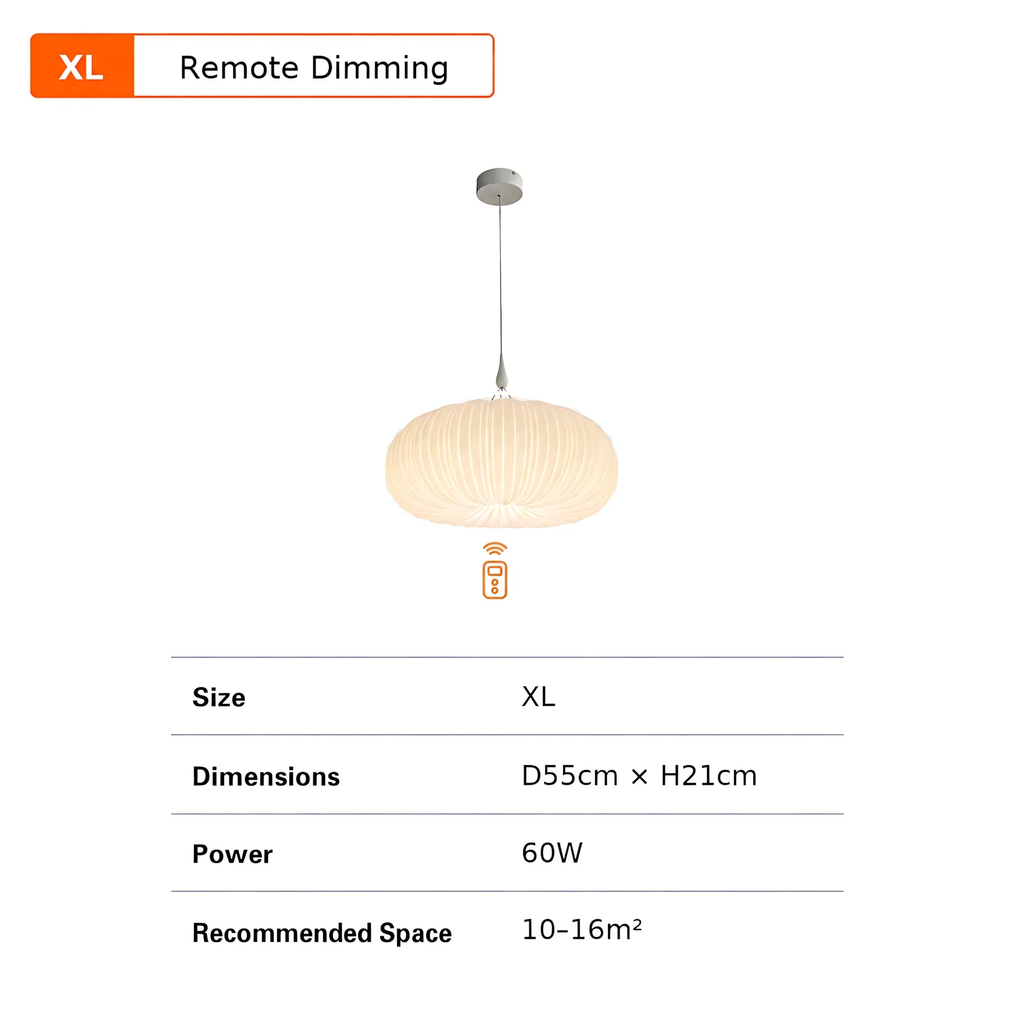 Elara Pleated Remote Dimmable Pendant Light