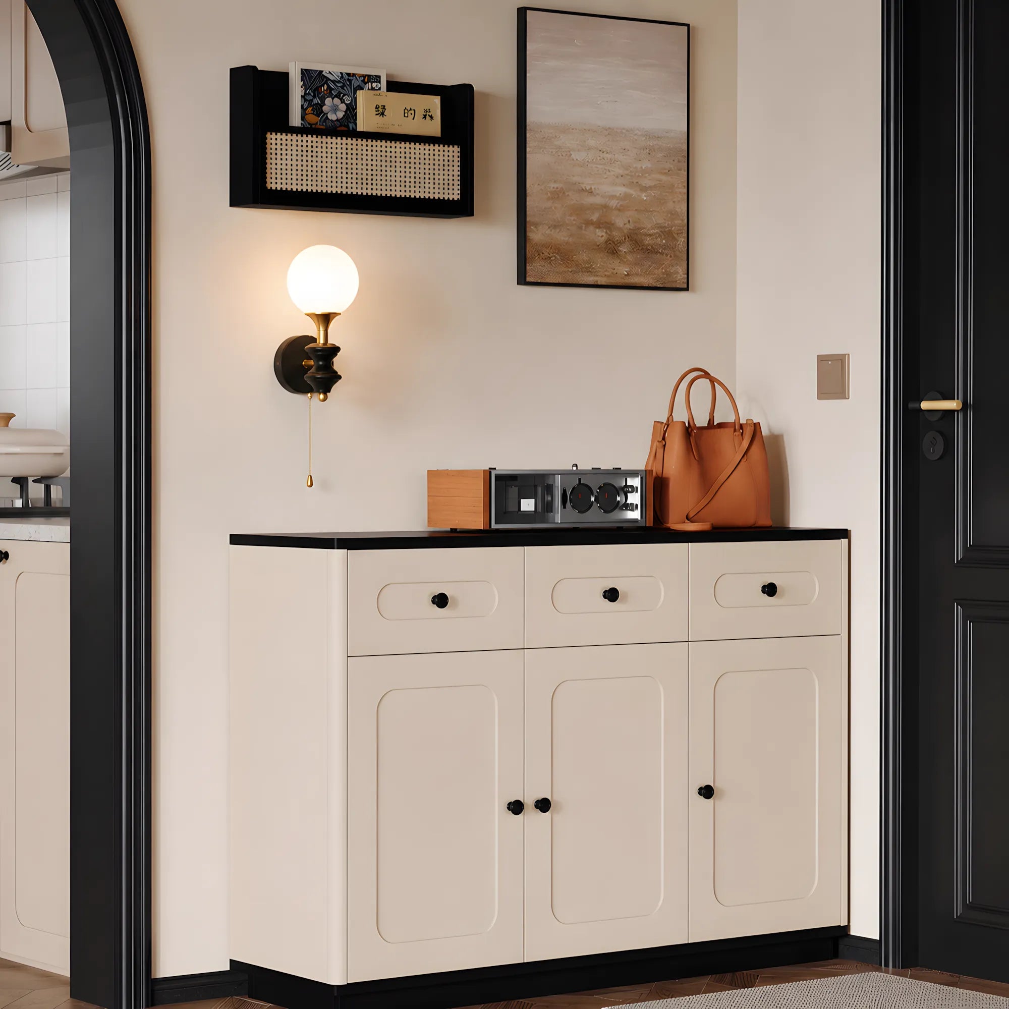 Elowen Opal Glass & Rubberwood Wall Light