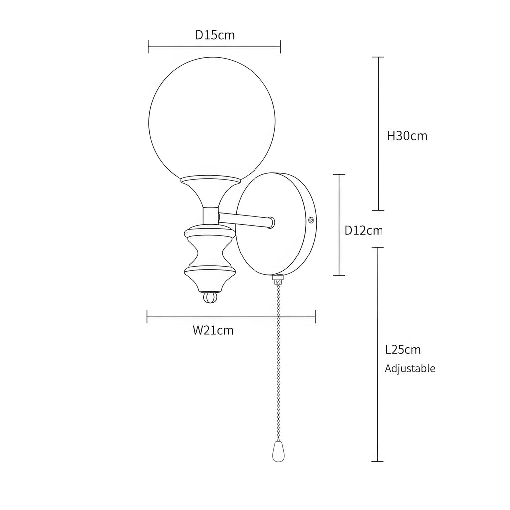 Elowen Opal Glass & Rubberwood Wall Light