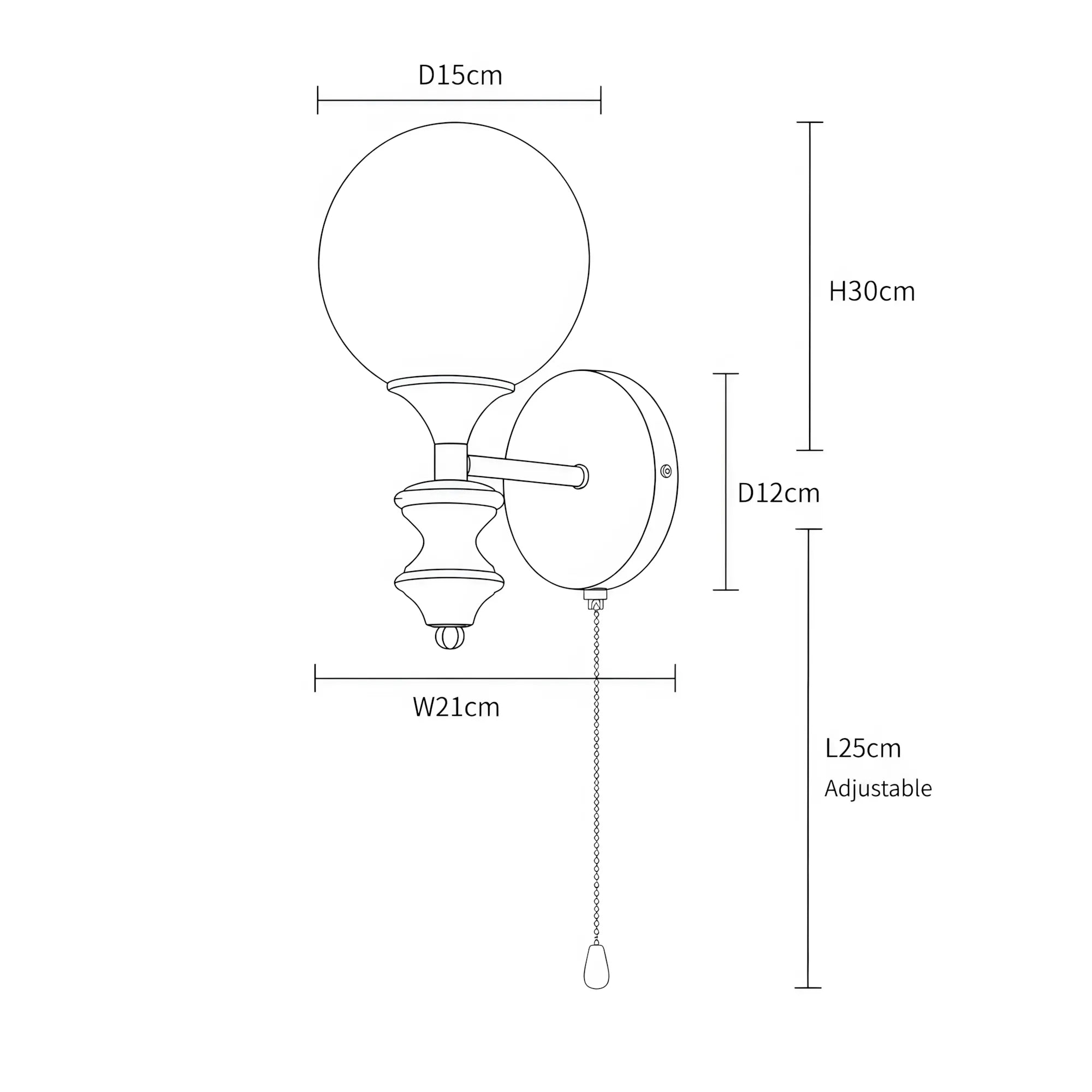 Elowen Opal Glass & Rubberwood Wall Light