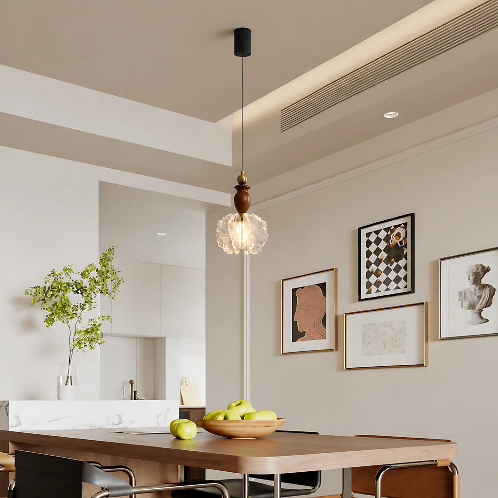 Floravia Solid Wood Flower Pendant Light