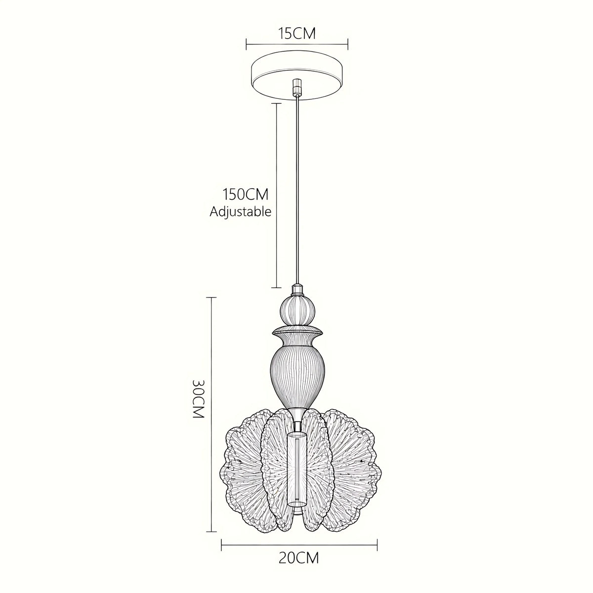 Floravia Solid Wood Flower Pendant Light