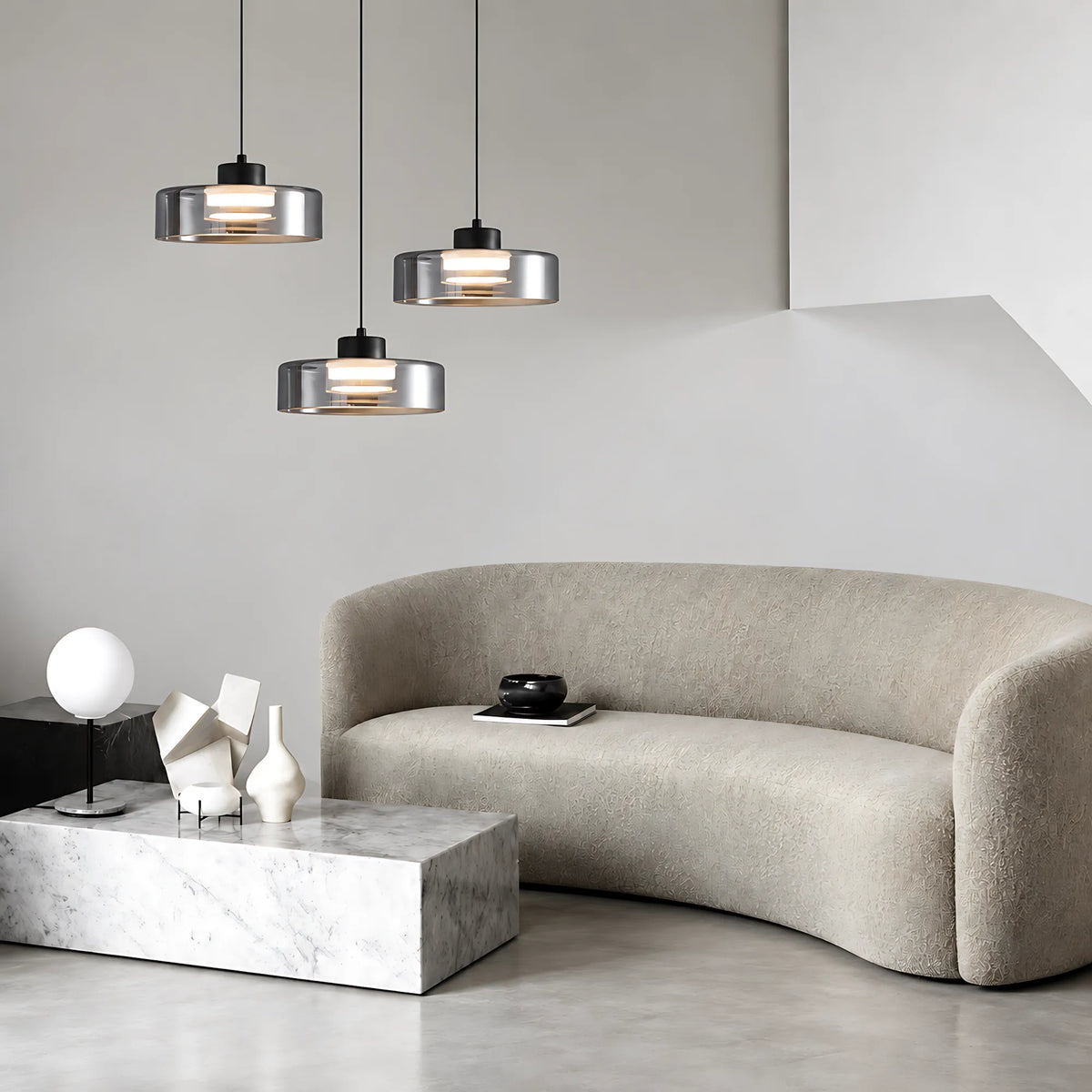 Halo Smoked Glass Pendant Light