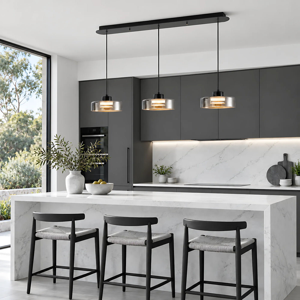 Halo Smoked Glass Pendant Light