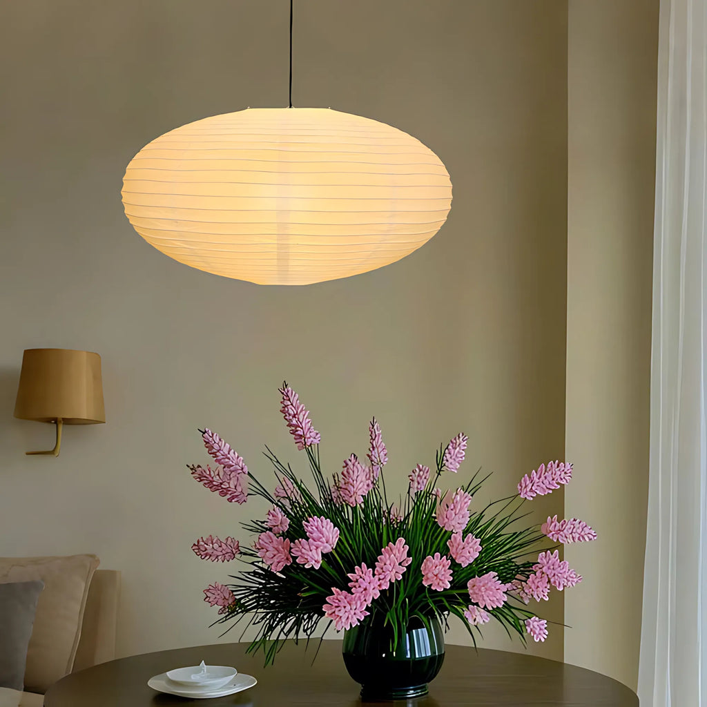 Japanese Oval Rice Paper Pendant Light
