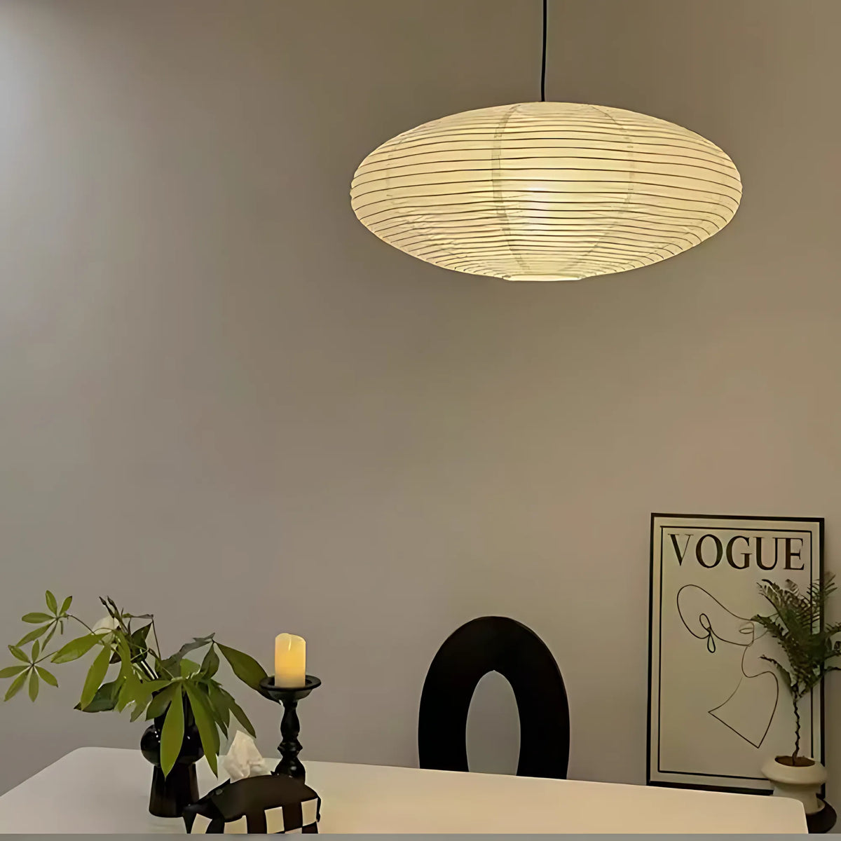 Japanese Oval Rice Paper Pendant Light