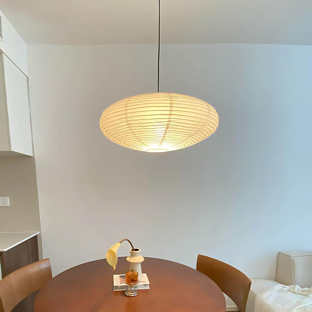 Japanese Oval Rice Paper Pendant Light