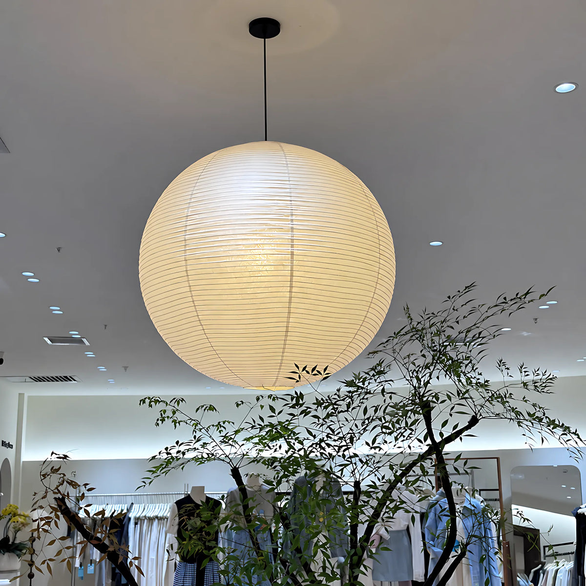 Japanese Round Rice Paper Pendant Light