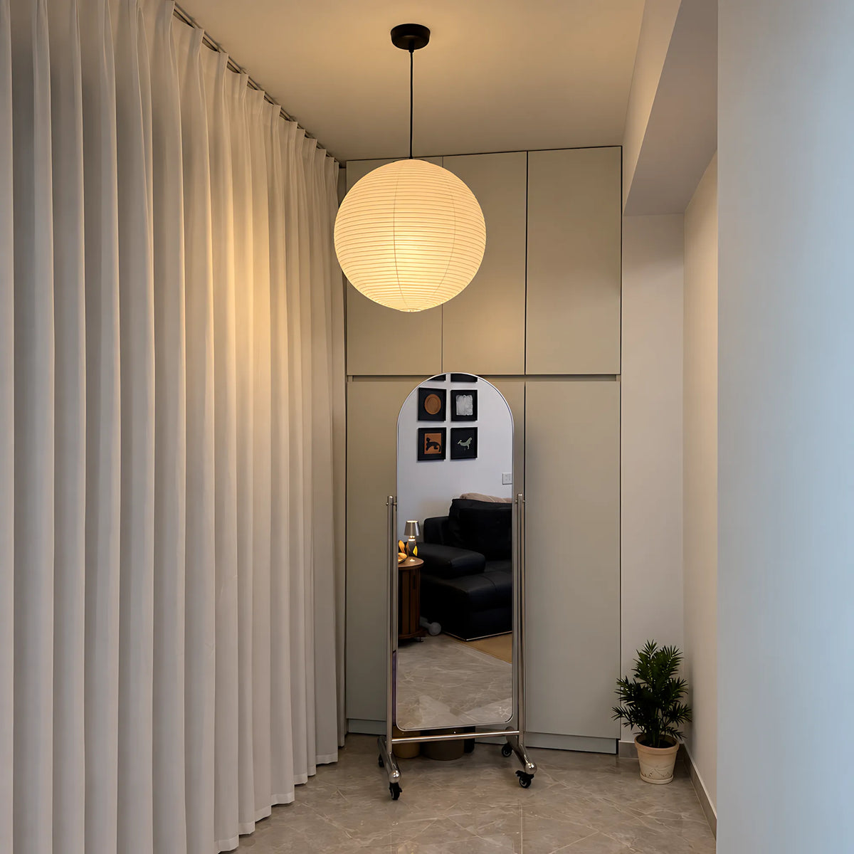 Japanese Round Rice Paper Pendant Light
