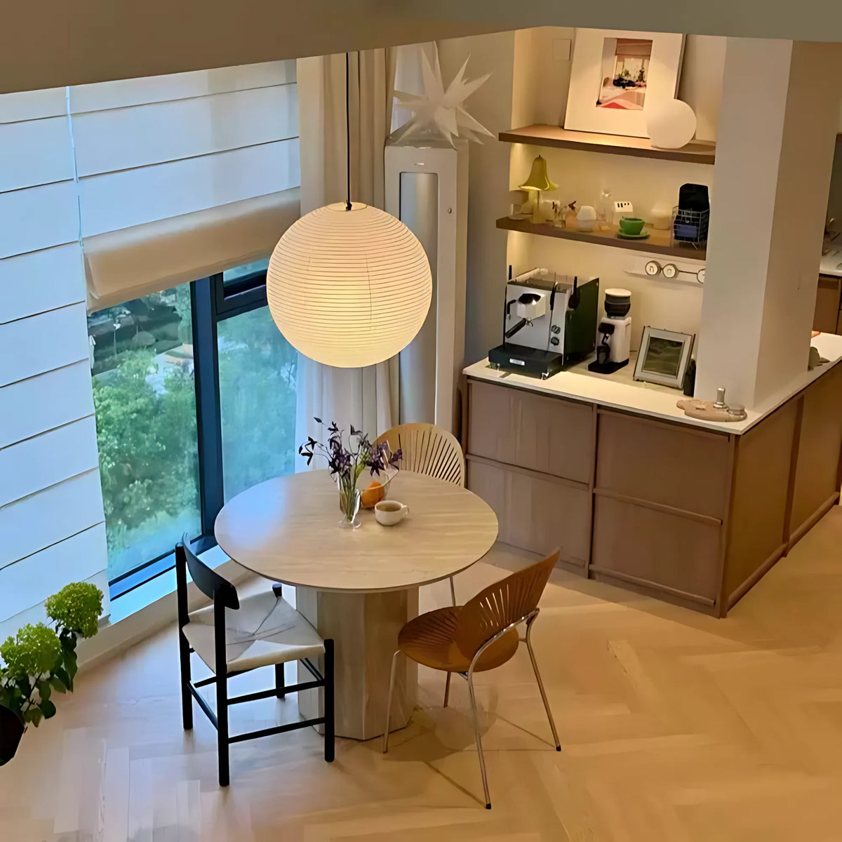 Japanese Round Rice Paper Pendant Light