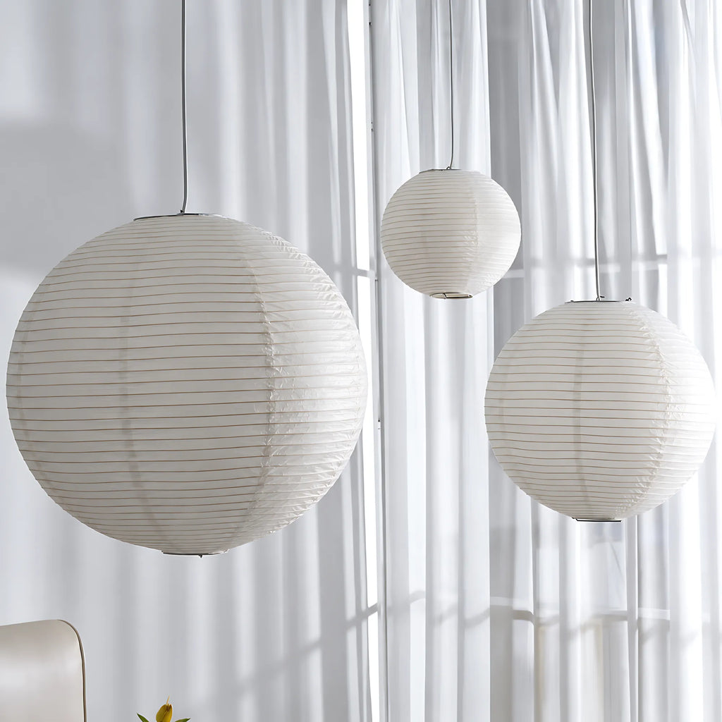 Japanese Round Rice Paper Pendant Light