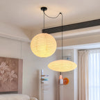Japanese Swag Oval Rice Paper Pendant Light