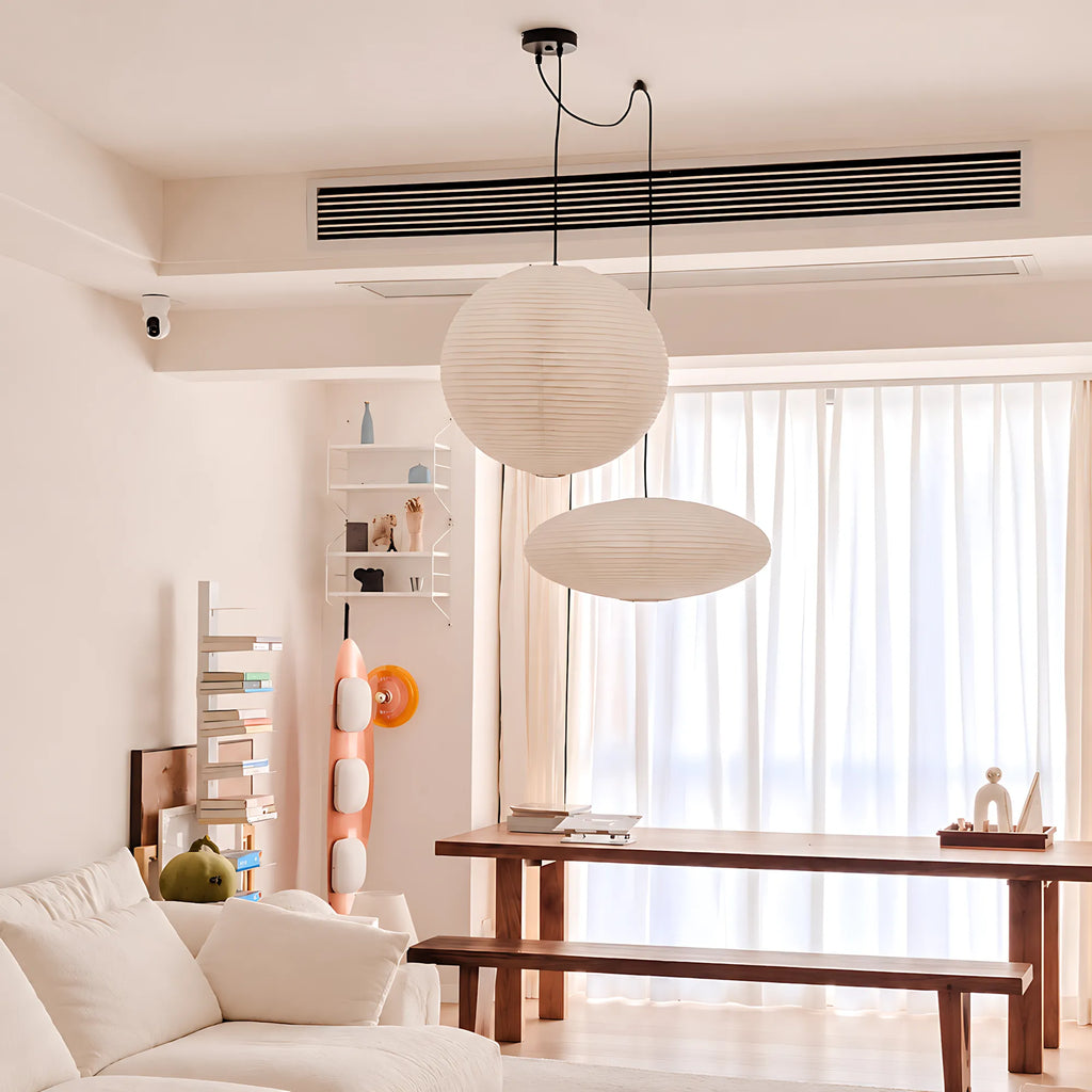 Japanese Swag Oval Rice Paper Pendant Light