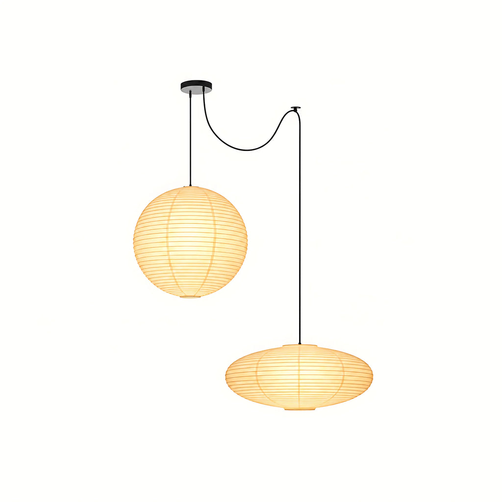 Japanese Swag Oval Rice Paper Pendant Light
