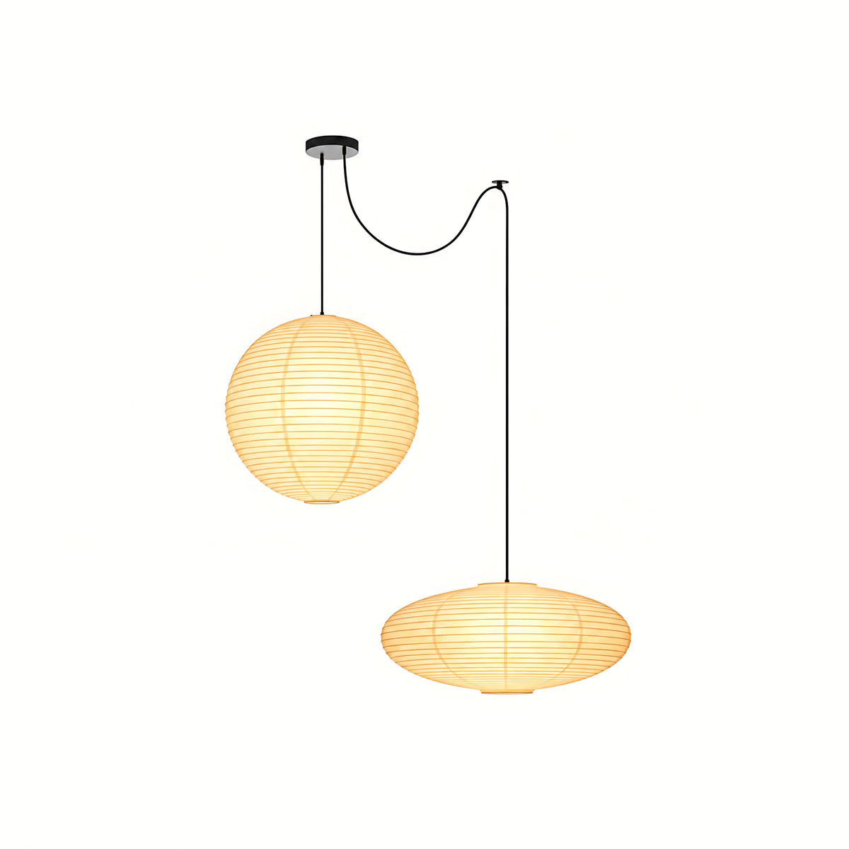 Japanese Swag Oval Rice Paper Pendant Light