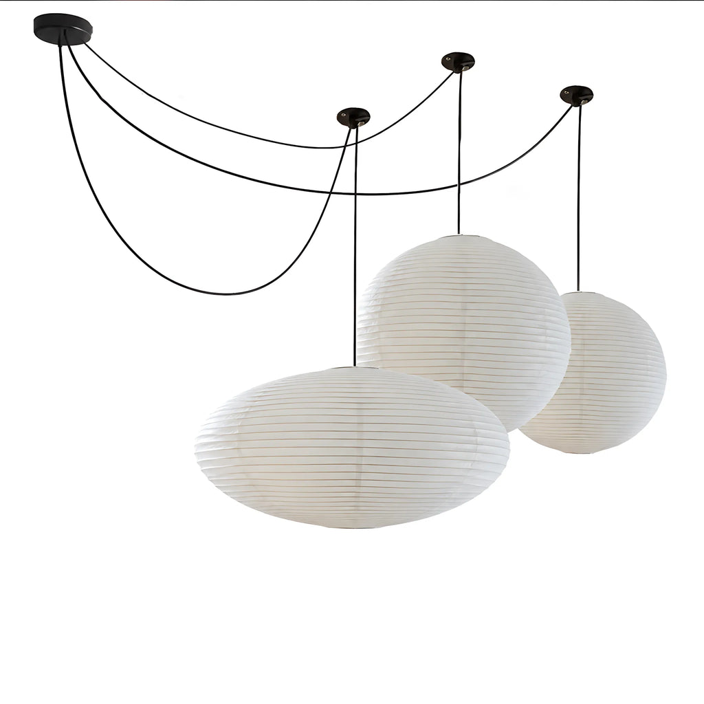 Japanese Swag Oval Rice Paper Pendant Light