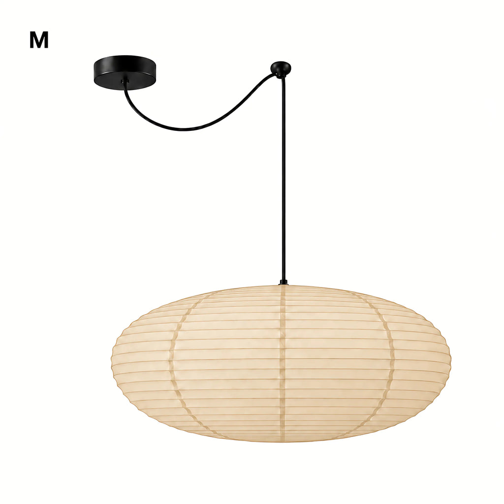 Japanese Swag Oval Rice Paper Pendant Light