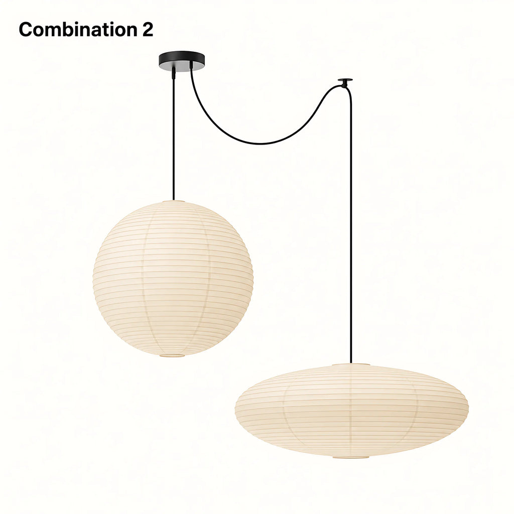 Japanese Swag Oval Rice Paper Pendant Light