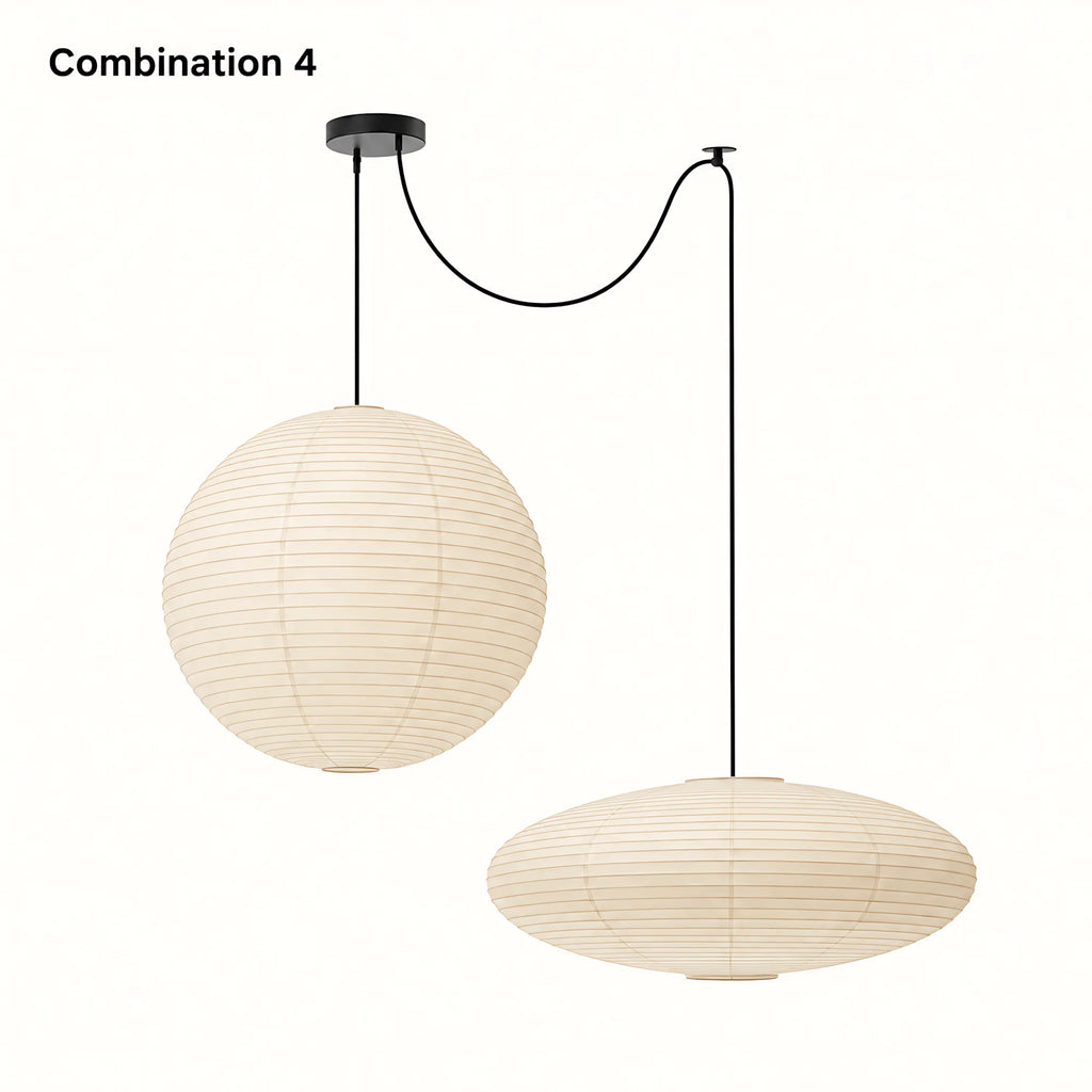 Japanese Swag Oval Rice Paper Pendant Light