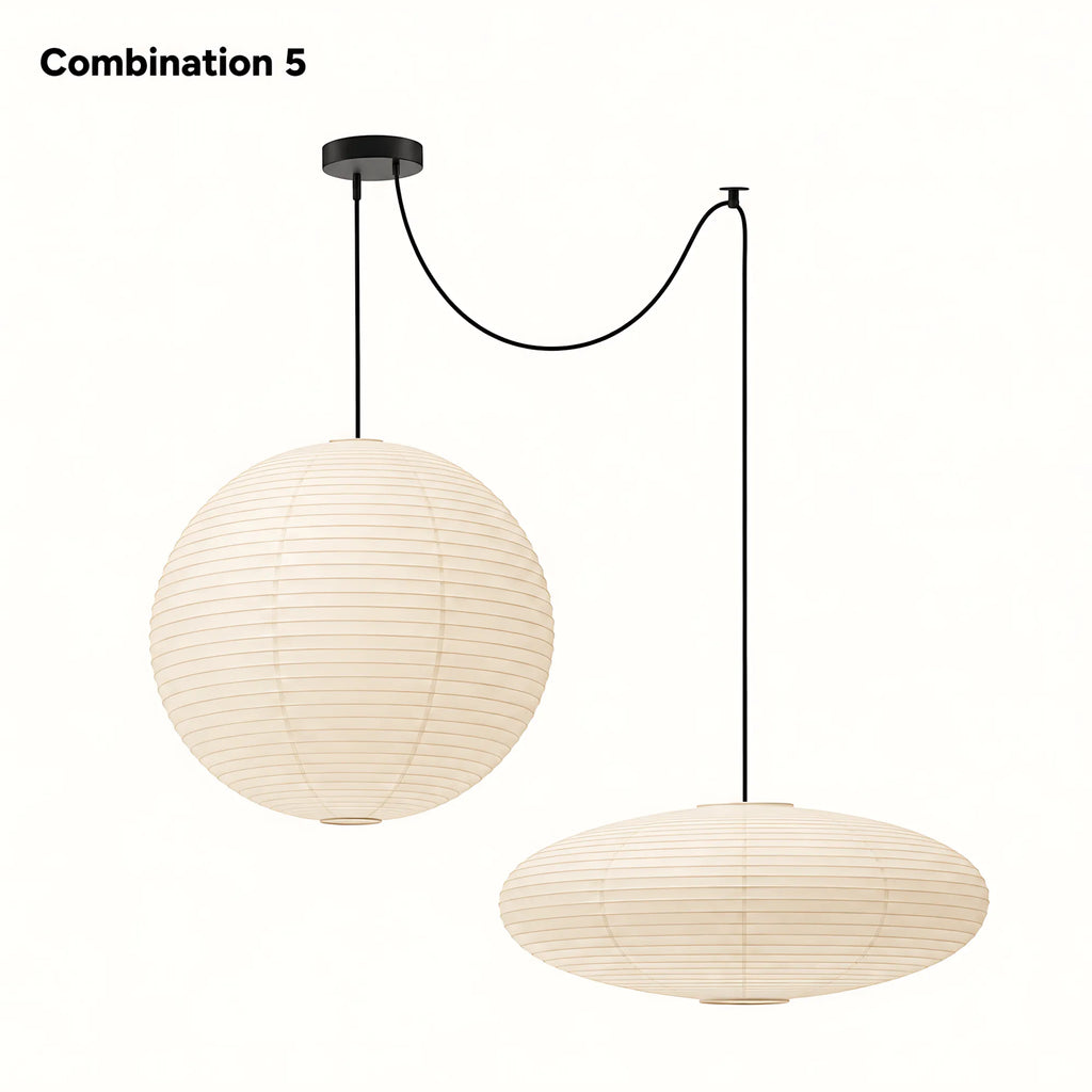 Japanese Swag Oval Rice Paper Pendant Light