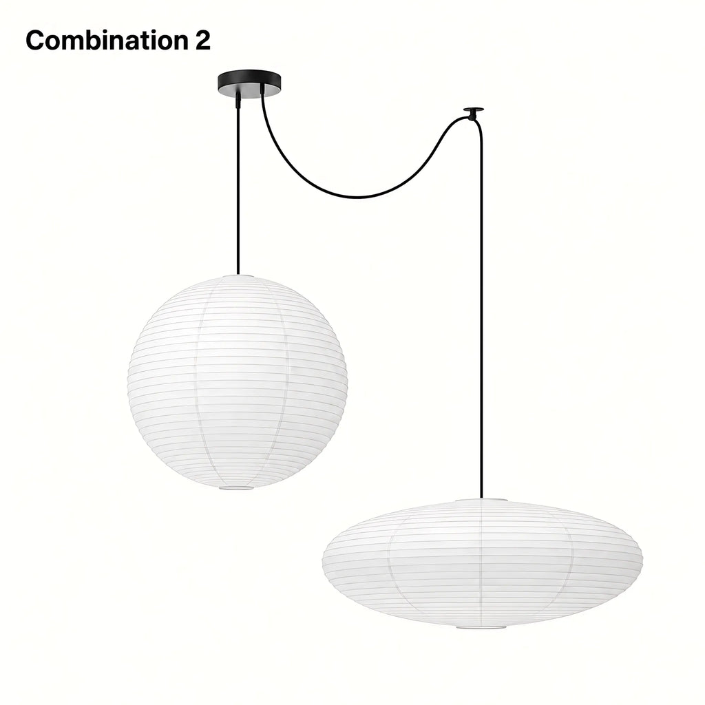 Japanese Swag Oval Rice Paper Pendant Light