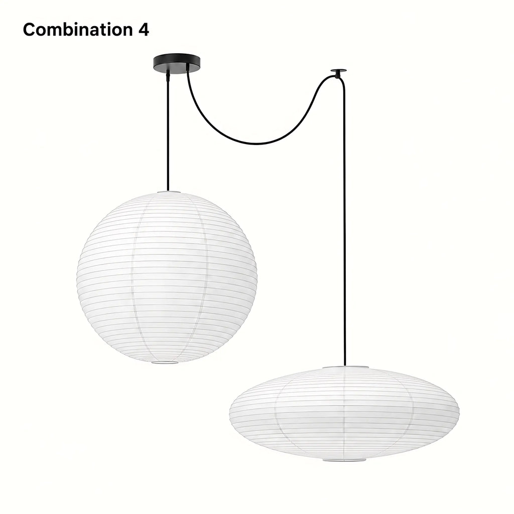 Japanese Swag Oval Rice Paper Pendant Light