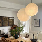 Japanese Swag Round Rice Paper Pendant Light