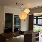 Japanese Swag Round Rice Paper Pendant Light