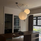 Japanese Swag Round Rice Paper Pendant Light