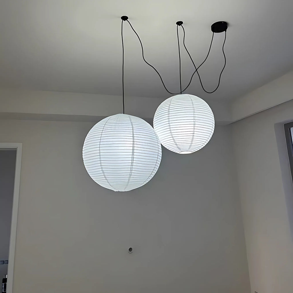 Japanese Swag Round Rice Paper Pendant Light